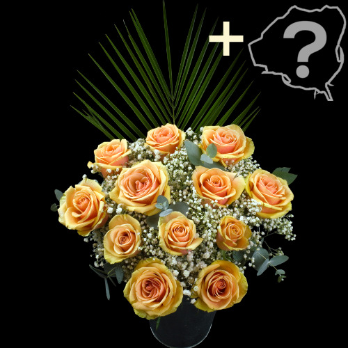 11 Peach Roses and a  Rose